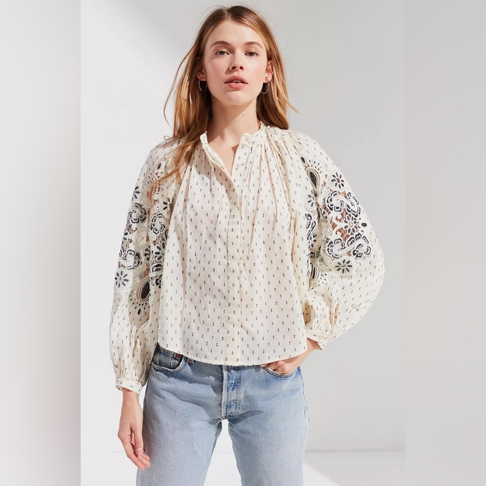 Urban Outfitters UO Clip-Dot Lace Blouse - Picture 4 of 9